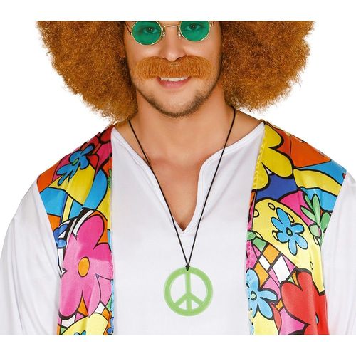 Collier Pendentif Peace And Love Hippie 7cm Coloré