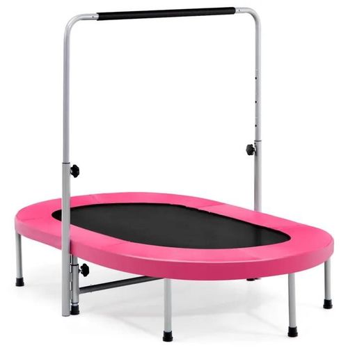 Costway Trampoline Enfants Pliable Intérieur/Extérieur Avec Main Courante Ajustable Coussin Tapis De Saut Charge 150kg Rose