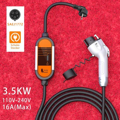 Fey123-Chargeur Ev Portable Pour Voiture Électrique,Câble De Charge Evse,Contrôleur De Prise Ue,Boîte Murale,Vope2 16a 3.5kw,Vope1 Sae J1772 - Type Type1 16a