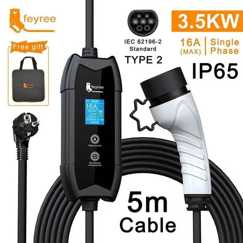 Fey123-Chargeur De Voiture Pour Véhicule Électrique,Boîtier De Charge Portable,Câble De 5m,Prise Gbt,Adaptateur Vope1 J1772,Vope2 16a 3,5 Kw Ev - Type Type2 3.5kw 16a