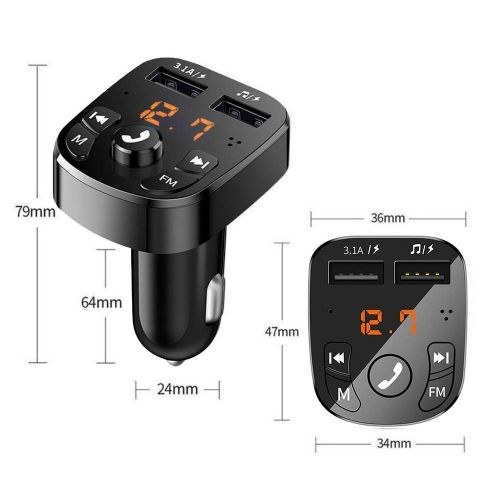 Transmetteur FM Bluetooth sans fil pour voiture,kit mains libres pour touristes,chargeur USB,musique MP3 2,1 A,carte TF,disque U,lecteur AUX - Type F