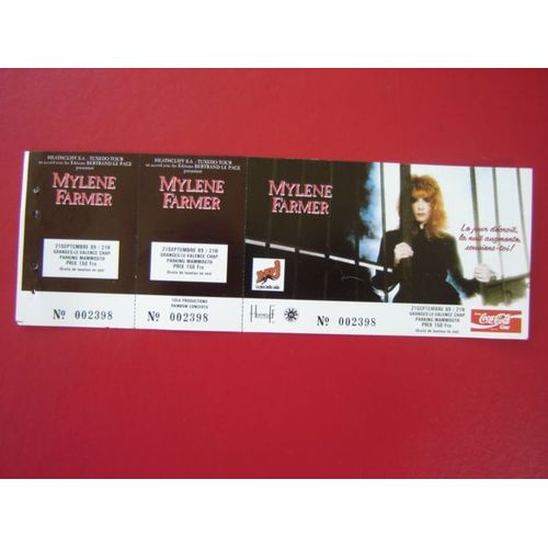 Billet Neuf* Concert Mylène Farmer 21/09/1989 Entier 3 Souches "Concert Granges Les Valence