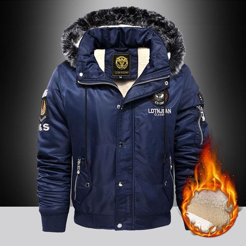 Parka Coupe-Vent À Capuche Avec Col En Fourrure Pour Hommes,Coton Optique,Vêtements D'extérieur Chauds,Vestes Pour Hommes,Décontracté,Fermeture Éclair,Vêtements M-4xl
