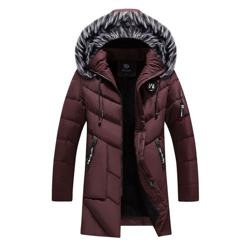 Diting I-Veste Longue Avec Col En Fourrure Pour Homme,Coupe-Vent Chaud,Vestes Rembourrées,Combinaison Thermique Classique,Vêtements Décontractés,Mode D'hiver