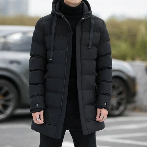 Veste Matelassurera À Capuche Mi-Longue Épaisse Pour Hommes,Manteau Chaud,Pardessus Parka,Vêtements D'extérieur Longs,Mode Masculine,Hiver