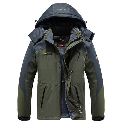 Parka Coupe-Vent Imperméable Pour Homme,Veste De Ski À Capuche,Doublure En Laine,Grande Taille,Hiver