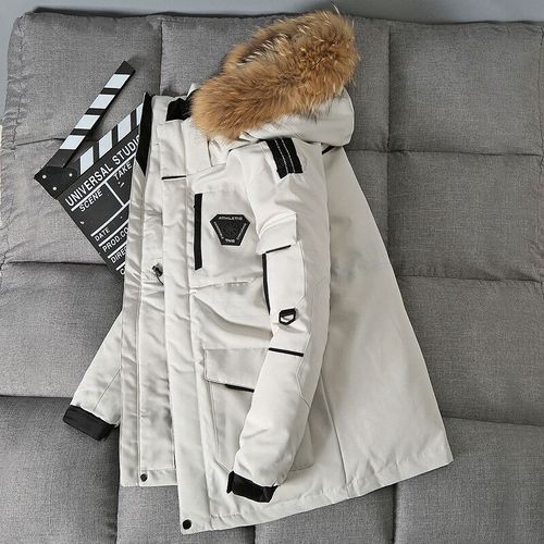 Doudounes À Grand Col En Fourrure Véritable Pour Hommes,Parka Chaude,Pardessus De Neige Épais,Canard Blanc,Combinaison Décontractée,Hiver,-30,Louvain