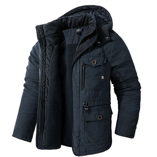 Veste À Capuche En Cachemire Pour Hommes,Parkas Épais,Coupe-Vent Rembourré En Coton,Vêtements D'extérieur Chauds,Combinaison De Sourire,Militaire,Extérieur,Hiver