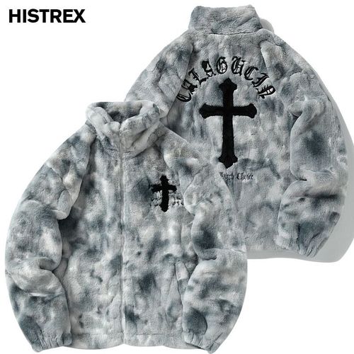 Histrex -Parkas Veste En Fourrure De Lapin Pour Hommes,Manteau Moelleux Hip Hop,Pardessus En Polaire D'hiver,Streetwear Harajuku,Vêtements Coréens Y2k