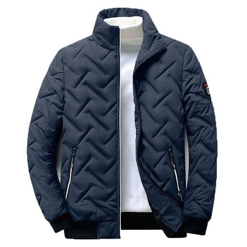 Parka Rembourrée À Manches Longues Pour Hommes Avec Fermeture Éclair,Veste Chaude,Monochromatique,Confortable,Décontracté,Léger,Automne,Hiver