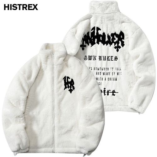 Histrex -Parkas Veste En Fourrure De Lapin Pour Hommes,Manteau Moelleux Hip Hop,Pardessus En Polaire D'hiver,Streetwear Harajuku,Vêtements Coréens Y2k