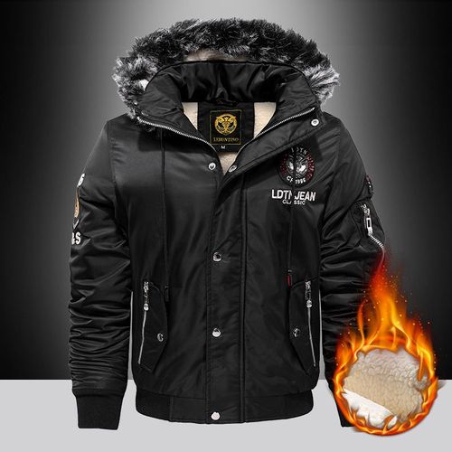 Parka Coupe-Vent À Capuche Avec Col En Fourrure Pour Hommes,Coton Optique,Vêtements D'extérieur Chauds,Vestes Pour Hommes,Décontracté,Fermeture Éclair,Vêtements M-4xl