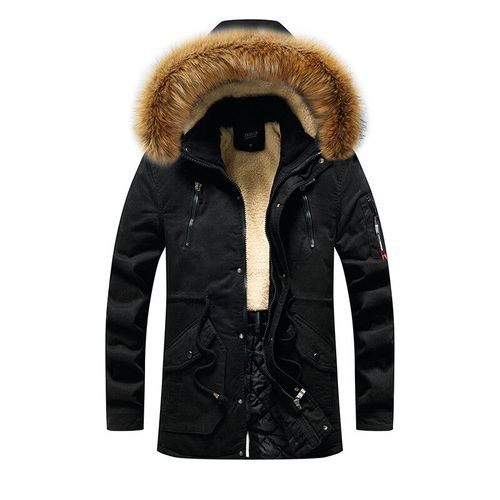 Camsolomon-Veste À Capuche En Velours Pour Homme,Manteau Coupe-Vent,Parka Chaude,Mi-Longue,Hiver
