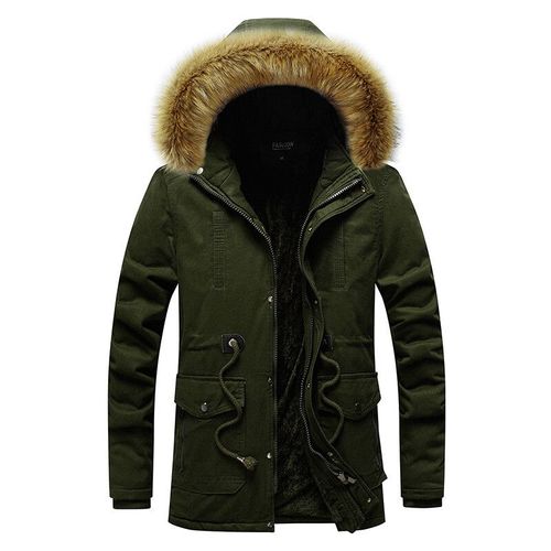 Camsolomon-Veste À Capuche En Velours Pour Homme,Manteau Coupe-Vent,Parka Chaude,Mi-Longue,Hiver
