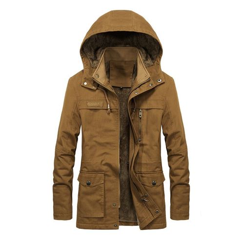 Manteau Cargo Militaire Pour Homme,Veste D'hiver Épaisse Et Chaude,Parka Décontractée En Coton Rembourré,Multi-Poches,À Capuche En Fourrure
