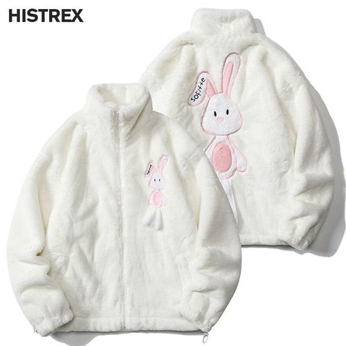 Histrex -Parkas Veste En Fourrure De Lapin Pour Hommes,Manteau Moelleux Hip Hop,Pardessus En Polaire D'hiver,Streetwear Harajuku,Vêtements Coréens Y2k