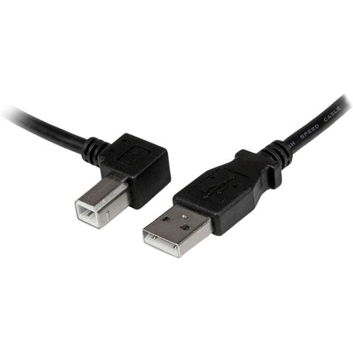 KAL-Câble USB 2.0 Type A vers USB Type B Coudé à Gauche Mâle / Mâle - Adaptateur pour imprimante 3 m Noir (USBAB3ML)