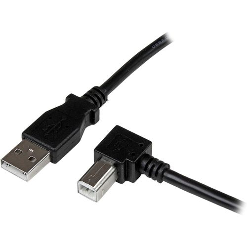 KAL-Câble USB 2.0 Type A vers USB Type B Coudé à droite Mâle / Mâle - Adaptateur pour imprimante 2 m Noir (USBAB2MR)