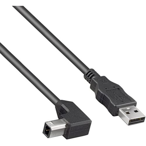 KAL-High Speed Câble USB 2.0 A-B M/M, Fiche USB A vers Fiche USB B 90°, Câble de Connexion USB pour Scanner etc., Double Blindage, AWG28, Couleur Noir, Longueur 2 m