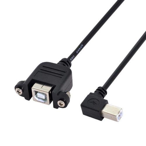 KAL-Chenyang CY Câble d'extension USB 2.0 type B mâle vers type B femelle avec vis pour montage sur panneau 50 cm coudé à gauche à 90 degrés