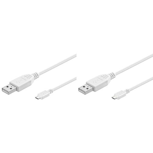 KAL-Câble Micro USB 2.0 A-B 2 m Blanc (Lot de 2)