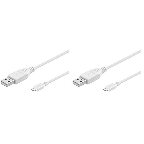 KAL-Câble Micro USB 2.0 A-B 0,5 m Blanc (Lot de 2)