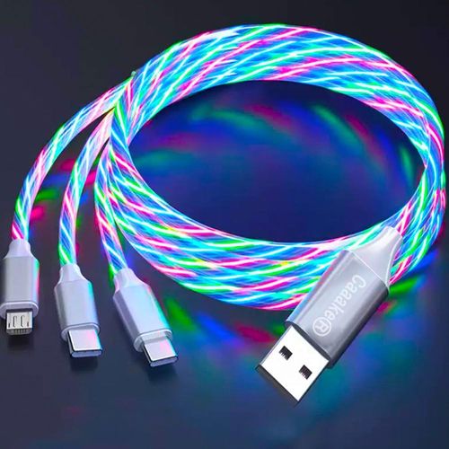 KAL-Câble de charge 3 en 1 charge rapide, allumez le chargeur de téléphone multi LED Android câble USB C câble micro USB type C décorations de fête sur le thème des fêtes enfants garçons filles cadea