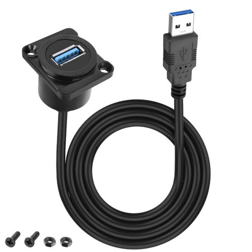 KAL-Câble adaptateur USB de type D pour montage sur panneau USB 3.0 5 Gbps - Fiche USB type A vers type A femelle - Câble d'extension USB A - Connecteur pour transfert de données - 1 m (type D)
