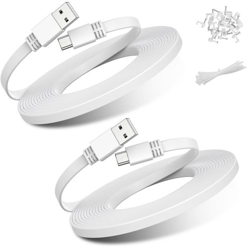KAL-Câble Alimentation Micro USB 6M 2-Pack,Cordon Charge Caméra Sécurité Domicile Plat Chargeur pour Home Security Camera,Wyze Cam V4 Pan,Yi Cam,Nest Cam,Blink XT XT2 Mini,Furbo Dog,Arlo Q 5