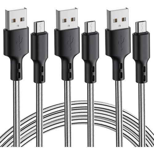 Kal-Câbles Micro Usb 3m 3pack Cable Micro Usb 2.4a En Tpe Câble Cordon Chargeur Micro Usb Rapide Pour Android, Kindle, Samsung Galaxy Huawei, Sony, Nexus, Htc, Ps4