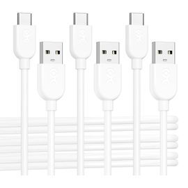 KAL-Lot de 3 flexibles cable USB A vers USB C avec charge rapide 3A - 0,9m (cable USB C vers USB A) en blanc, compatible avec iPhone 15/15 Pro/15 Plus, iPad Pro, Samsung Galaxy S23