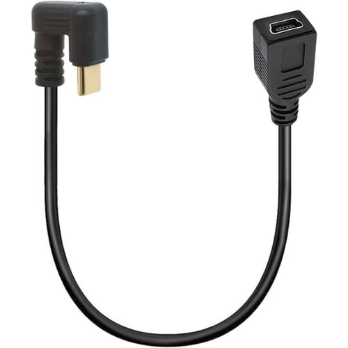KAL-Cordon de câble Mini USB vers Type C, USB 3.1 Type C à Angle Droit mâle vers Mini 5 Broches B USB Adaptateur Femelle Ordinateur Portable, MacBook, caméra, Disque Dur (USB C/TypeC 180Degree)