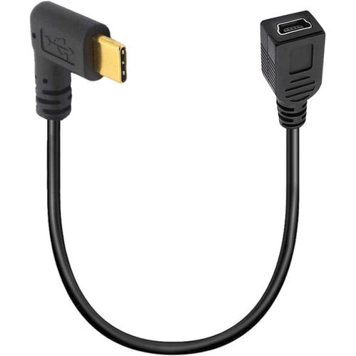 KAL-Cordon de câble Mini USB vers Type C, USB 3.1 Type C à Angle Droit mâle vers Mini 5 Broches B USB Adaptateur Femelle Ordinateur Portable, caméra, Disque Dur (USB C/TypeC Side)