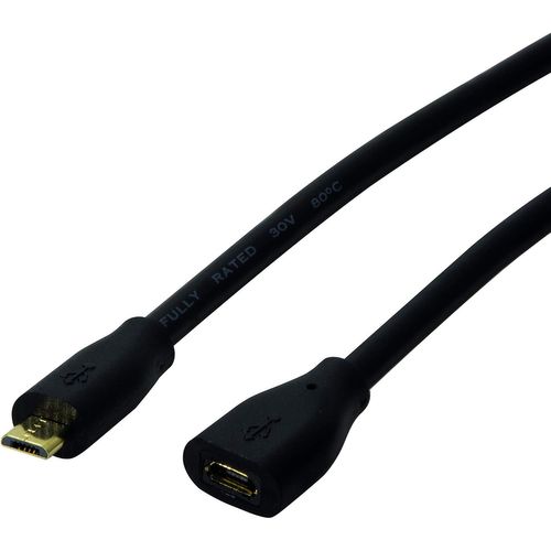 KAL-LogiLink CU0122 câble USB 1,5 m Micro-USB B Mâle Femelle Noir - Câbles USB (1,5 m, Micro-USB B, Micro-USB B, 2.0, 480 Mbit/s, Noir)