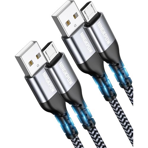 Kal-Câble Micro Usb [1m/Lot De 2] Nylon Tressé Chargeur Micro Usb 3a Charge Rapide Et Synchro Pour Android Samsung Galaxy S7 S6 Edge J7 J5 J3, Redmi Note 5, Wiko, Huawei, Sony, Lg, Kindle, Ps4