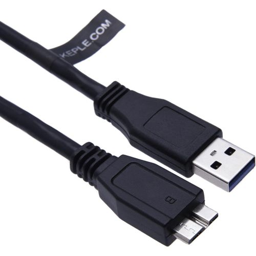KAL-Câble USB-B Compatible avec Porsche Design/Slim / 9000459 / P'9230 / Rugged Mini/Triple, A-Data HD710, Disque dur portable MiniStation Buffalo | HDD SSD Cord | 3.0 SuperSpeed (0.5m)