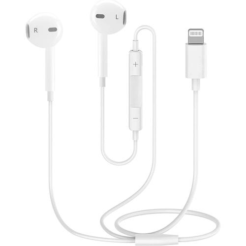 Écouteurs filaires avec connecteur Lightning, casque audio stéréo HiFi avec microphone et contrôle du volume intra-auriculaires compatibles avec iPhone 14/13/12/SE/11/X/XR/8/7 iOS