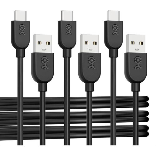 KAL-Lot de 3 flexibles cable USB A vers USB C avec charge rapide 3A - 0,3m (cable USB C vers USB A) en noir, compatible avec iPhone 15/15 Pro/15 Plus, iPad Pro, Samsung Galaxy S23