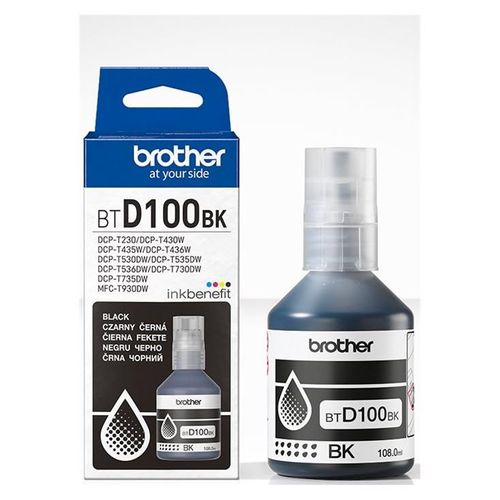 Brother BTD100BK - 108 ml - haute capacité - noir - original - boîte de suspension - recharge d'encre - pour Brother DCP-T530DW, DCP-T730DW, MFC-T930DW