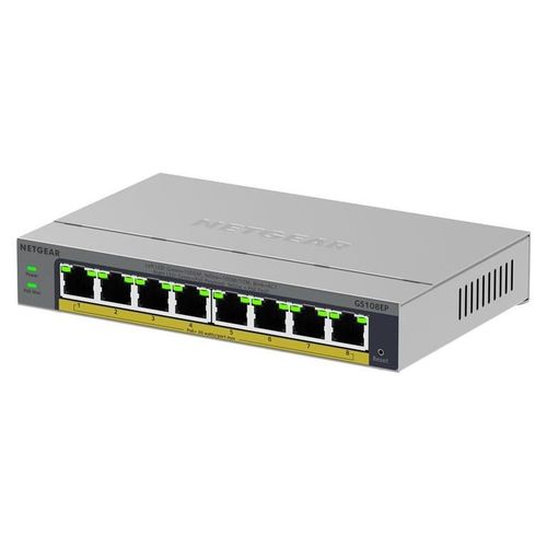 NETGEAR Easy Smart GS108EP - Commutateur - C3 - intelligent - 8 x 10/100/1000 (PoE+) - de bureau, fixation murale - PoE+ (62 W)