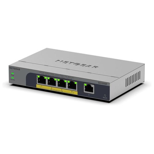 NETGEAR Easy Smart GS105EP - Commutateur - C3 - intelligent - 1 x 10/100/1000 + 4 x 10/100/1000 (PoE+) - de bureau, fixation murale - PoE+ (63 W)
