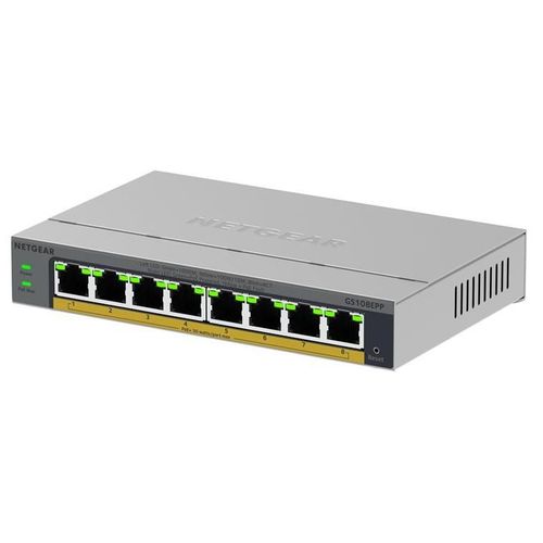 NETGEAR Easy Smart GS108EPP - Commutateur - high-power - C3 - intelligent - 8 x 10/100/1000 (PoE+) - de bureau, fixation murale - PoE+ (123 W)