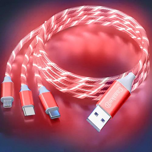 KAL-Câble de charge 3 en 1 charge rapide, allumez le chargeur de téléphone multi LED Android câble USB C câble micro USB type C décorations de fête sur le thème des fêtes enfants garçons filles cadea