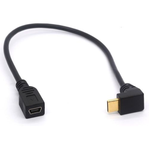 KAL-Cordon de câble Mini USB vers Type C, USB 3.1 Type C à Angle Droit mâle vers Mini 5 Broches B USB Adaptateur Femelle Ordinateur Portable, MacBook, caméra, Disque Dur (USB C/TypeC Positive)
