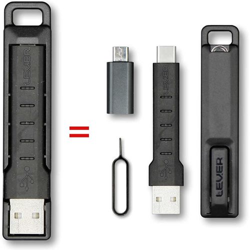 KAL-CableKit Câble USB C Porte-clés pour téléphones Android avec Adaptateur Micro USB, câble USB C Court, et étui de Transport. Petit câble Porte-clés USB C (Adaptateur Micro-B, Simple)