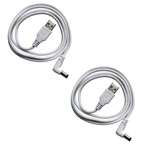 KAL-ZRUIZYAN Lot de 2 câbles d'alimentation USB vers DC 5 V USB A 2,1 mm/5,5 mm L Câble adaptateur Jack 1 m Blanc