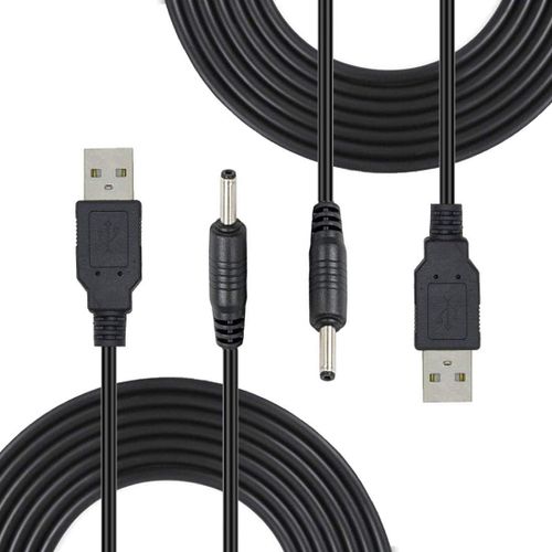 KAL-2pz 1.5m USB vers DC 5 Volt 3.5mm x 1.35mm Barrel Jack Power Câble - Noir