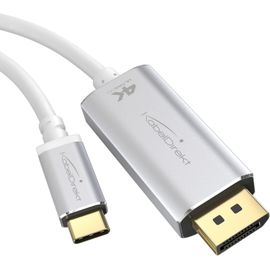 KAL-\u2013 Câble adaptateur USB C vers DisplayPort, connecteurs métalliques incassables \u2013 2 m (Vidéo 4K/60 Hz, des laptops/smartphones vers les écrans \u2013 DP, USB 3.1, Type C, Thunderbolt 3,