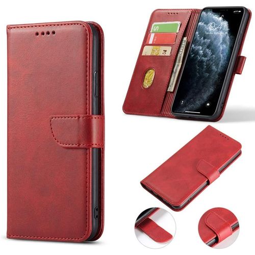 Coque Pour Iphone 15 Pro Max,Housse En Cuir Pu Pochette Portefeuille Magnétique Etui De Protection,Antichoc Étui À Rabat Pochette Pour Iphone 15 Pro Max,Rouge