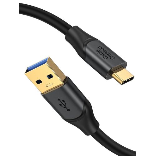 KAL-Câble USB C vers USB A 1,6m, USB C vers USB 3.1/3.2 Gen2 10 Gbps USB A vers C, câble de données rapide, type C 60 W 20 V/3 A pour USB C SSD externe MacBook Pro iPad S21, etc, 0,5 m gris